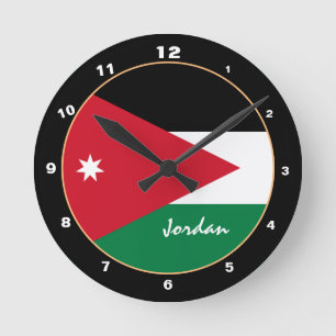 Horloge Ronde Drapeau jordanien patriotique, Jordanie Accueil /