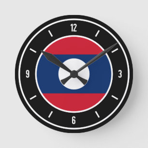 Horloge Ronde Drapeau Laos élégant