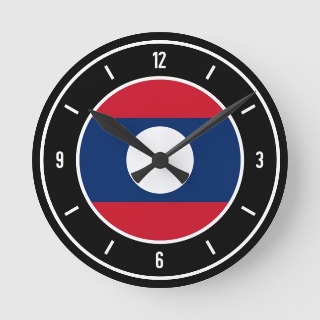 Horloge Ronde Drapeau Laos élégant (Recto)
