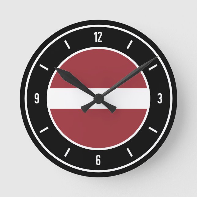Horloge Ronde Drapeau Lettonie élégant (Recto)