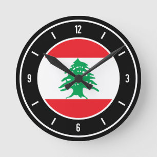 Horloge Ronde Drapeau Liban élégant