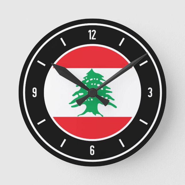 Horloge Ronde Drapeau Liban élégant (Recto)