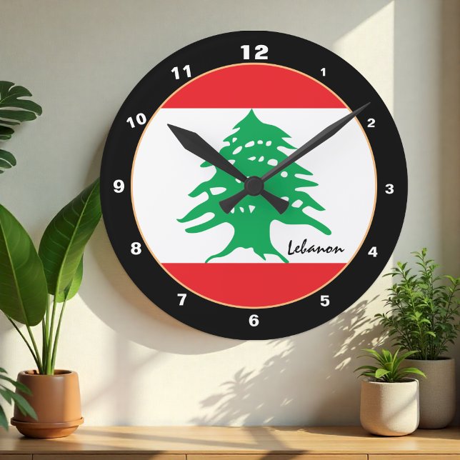 Horloge Ronde Drapeau libanais, Liban patriotique Maison / desig (Créateur téléchargé)