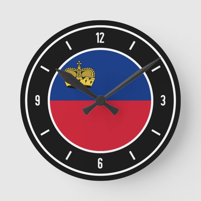Horloge Ronde Drapeau Liechtenstein élégant (Recto)
