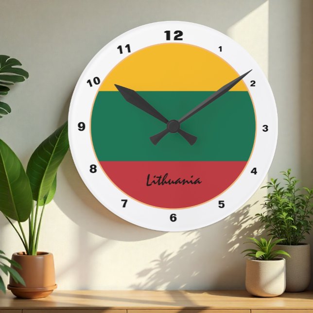 Horloge Ronde Drapeau lituanien moderne & Lituanie tendance / de (Créateur téléchargé)