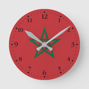 Horloge Ronde Drapeau Maroc