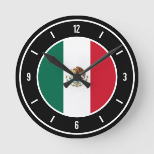 Horloge Ronde Drapeau mexicain élégant