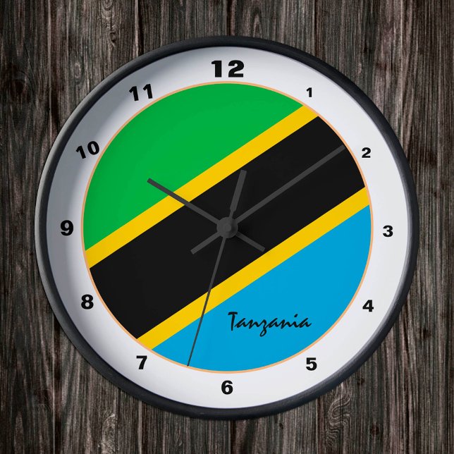 Horloge Ronde Drapeau moderne de Tanzanie, Tanzanie Accueil / co (Créateur téléchargé)