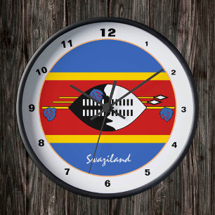 Horloge Ronde Drapeau moderne d'Eswatini, Eswatini Accueil / con