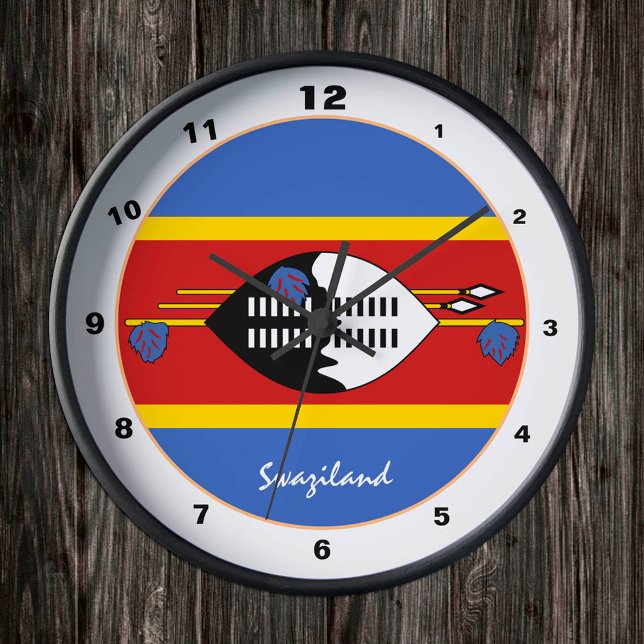 Horloge Ronde Drapeau moderne d'Eswatini, Eswatini Accueil / con (Créateur téléchargé)