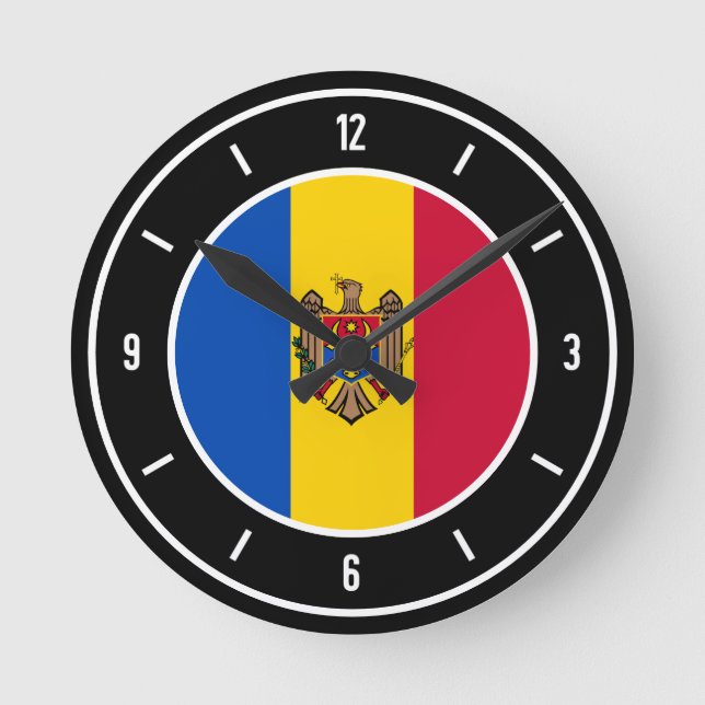 Horloge Ronde Drapeau moldave élégant (Recto)