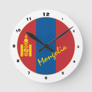 Horloge Ronde Drapeau mongol moderne, Mongolie Accueil / concept