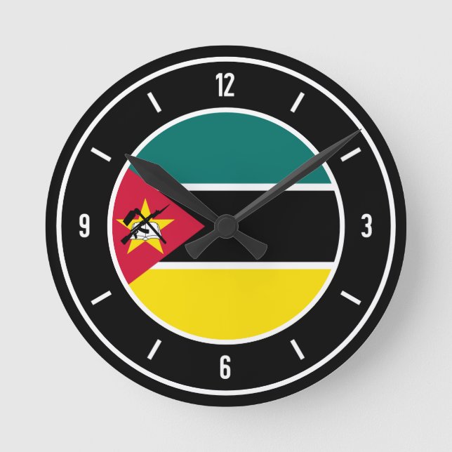 Horloge Ronde Drapeau Mozambique élégant (Recto)