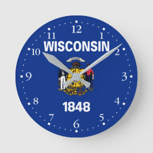 Horloge Ronde Drapeau national du Wisconsin patriotique