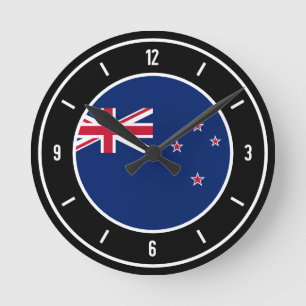 Horloge Ronde Drapeau néo-zélandais élégant