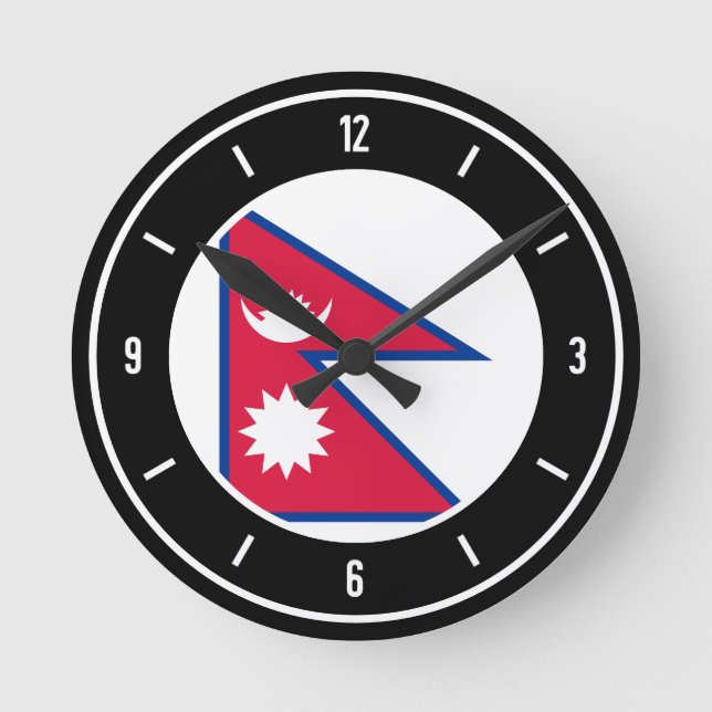 Horloge Ronde Drapeau Népal élégant (Recto)