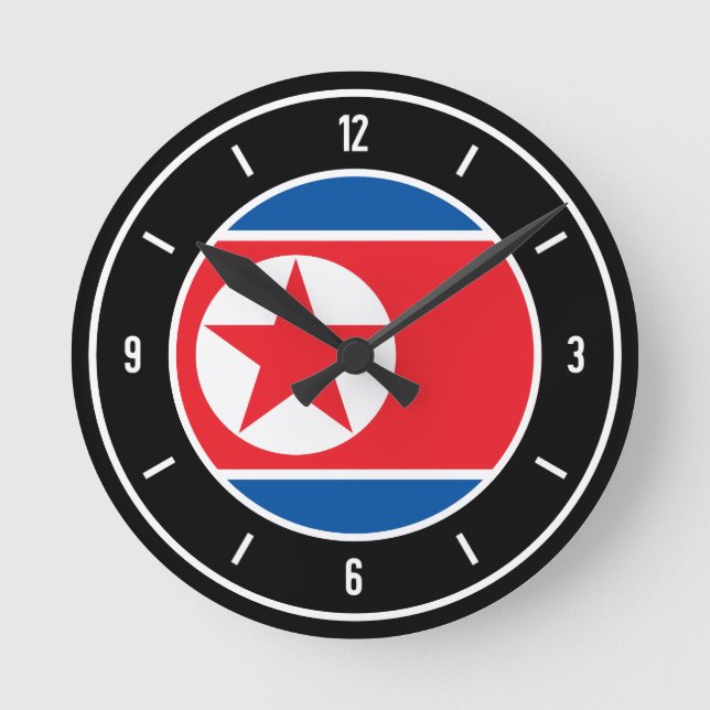 Horloge Ronde Drapeau nord-coréen élégant (Recto)