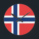 Horloge Ronde Drapeau norvégien<br><div class="desc">Drapeau norvégien</div>