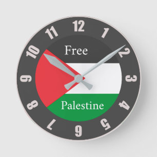 Horloge Ronde Drapeau palestinien customisé Libérez la Palestine