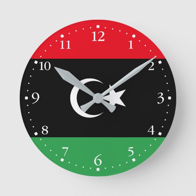 Horloge Ronde Drapeau patriotique libyen (Recto)