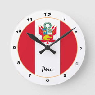 Horloge Ronde Drapeau péruvien moderne, Pérou tendance Maison / 