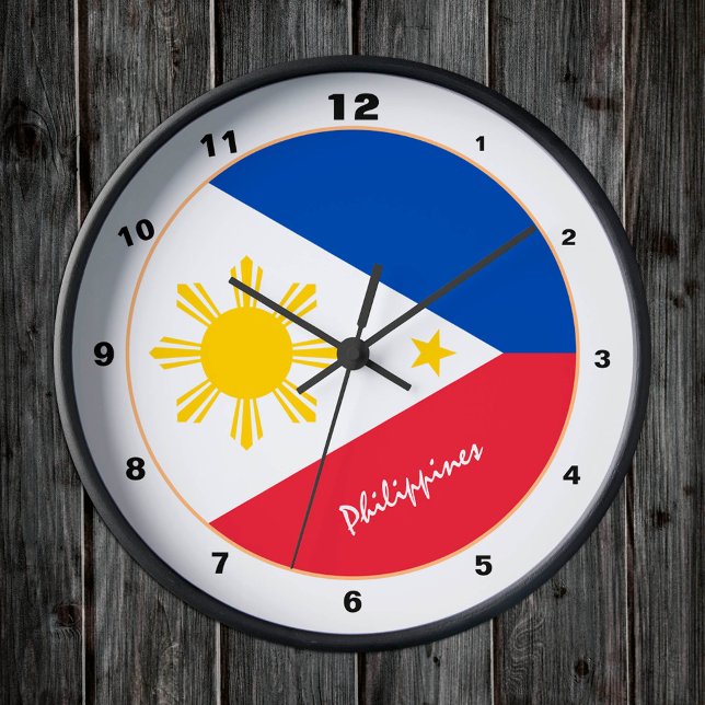 Horloge Ronde Drapeau philippin moderne, Philippines Accueil / D (Créateur téléchargé)