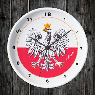 Horloge Ronde Drapeau polonais & Aigle, Pologne mode / design te