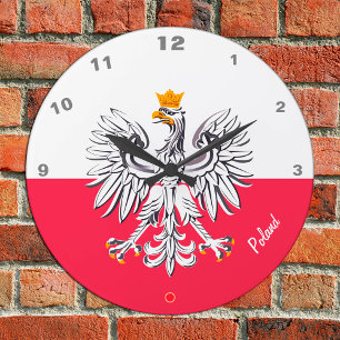 Horloge Ronde Drapeau polonais & Aigle, Pologne mode / fans spor