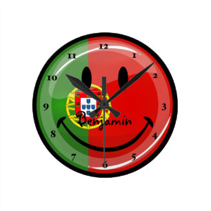 Horloge Ronde Drapeau portugais souriant
