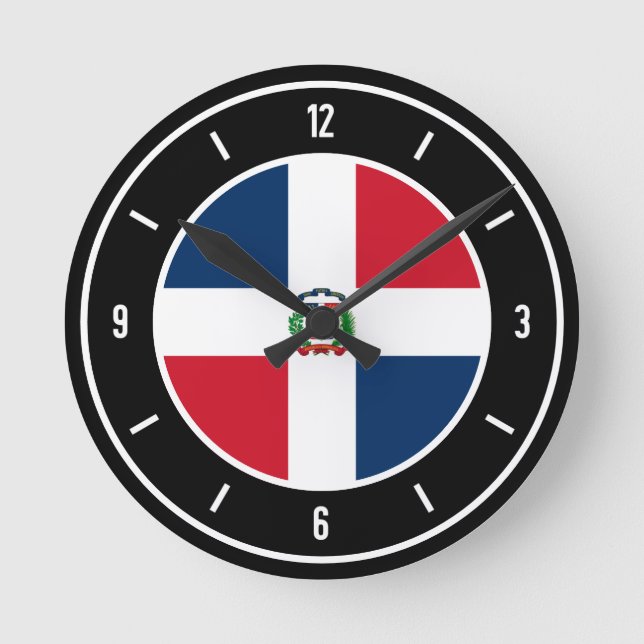Horloge Ronde Drapeau République Dominicaine élégant (Recto)