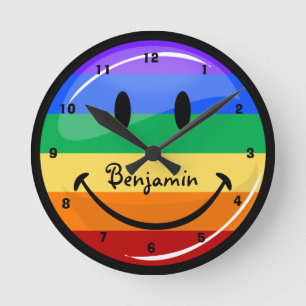 Horloge Ronde Drapeau rond brillant de gay pride