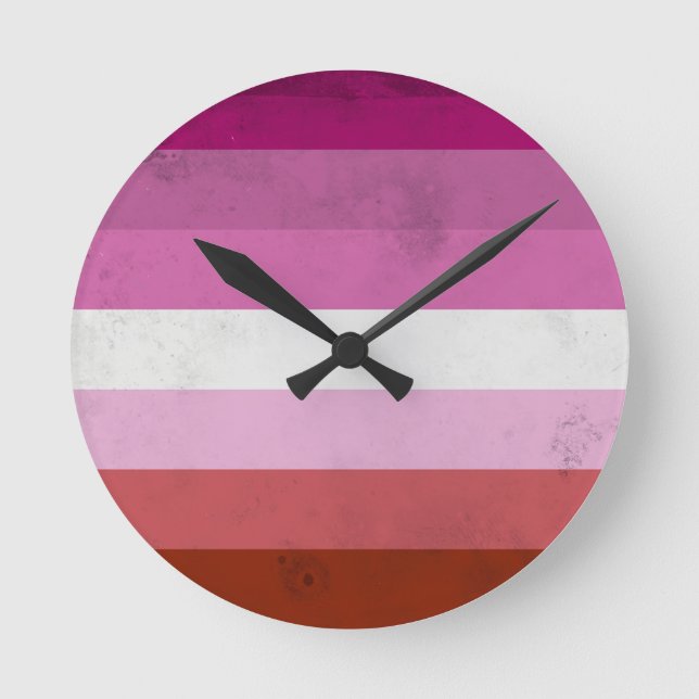 Horloge Ronde Drapeau rose lesbien (Recto)