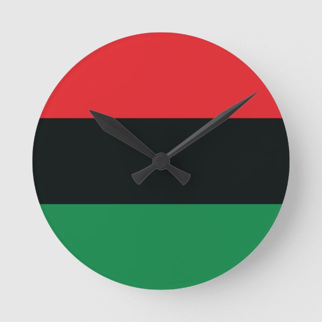 Horloge Ronde Drapeau rouge, noir et vert (Recto)