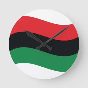 Horloge Ronde Drapeau rouge, noir et vert