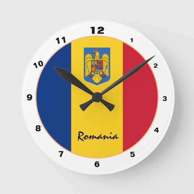 Horloge Ronde Drapeau roumain & Roumanie tendance Accueil / desi (Recto)