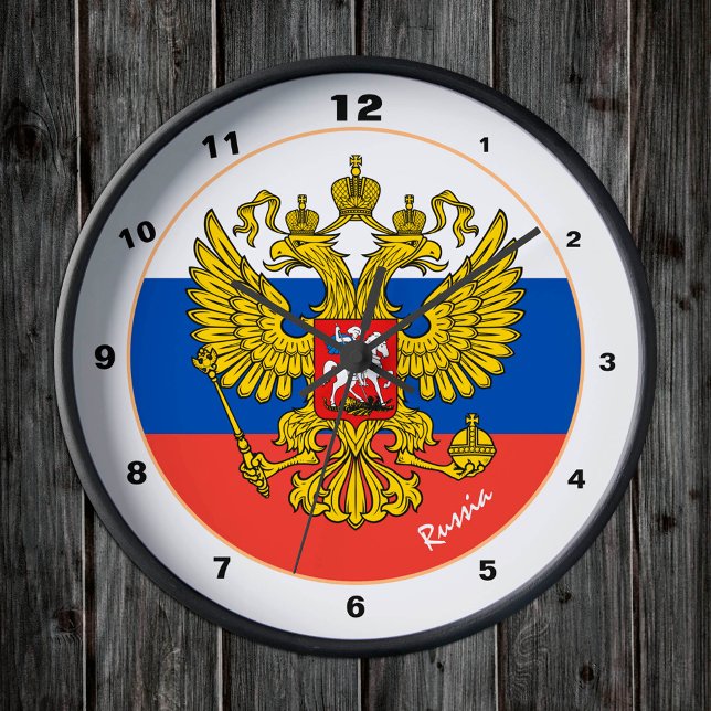 Horloge Ronde Drapeau russe & Russie tendance mode / design (Créateur téléchargé)