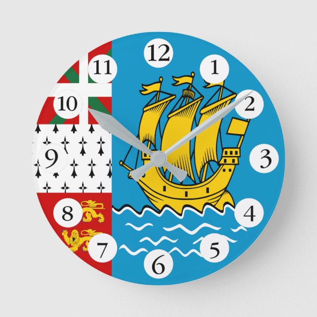 Horloge Ronde Drapeau Saint-Pierre-et-Miquelon (Recto)