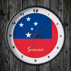 Horloge Ronde Drapeau Samoan moderne, Samoa tendance Maison / de
