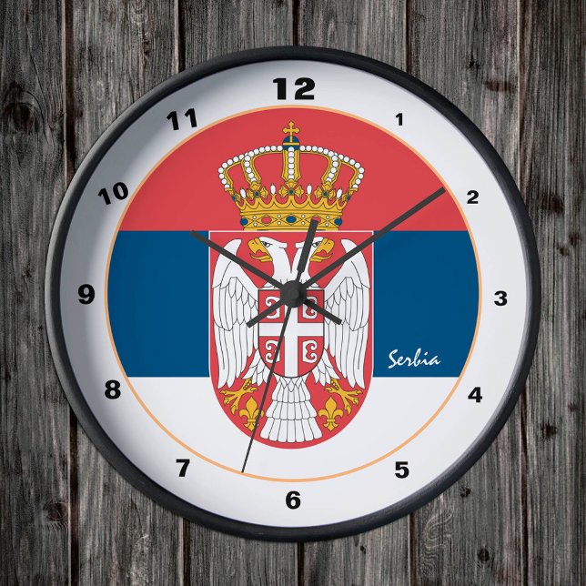 Horloge Ronde Drapeau serbe & Serbie tendance Accueil / design (Créateur téléchargé)
