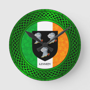 Horloge Ronde Drapeau Shamrock irlandais - Kennedy