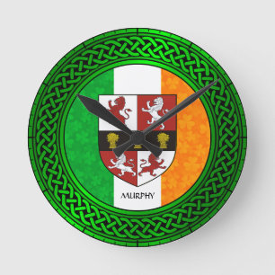 Horloge Ronde Drapeau Shamrock irlandais - Murphy
