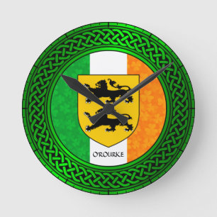 Horloge Ronde Drapeau Shamrock irlandais - O'Rourke