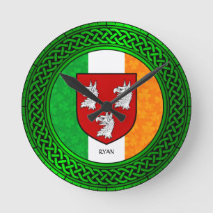 Horloge Ronde Drapeau Shamrock irlandais - Ryan