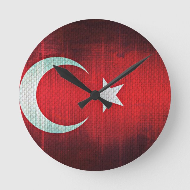 Horloge Ronde Drapeau stylisé de Turquie (Recto)