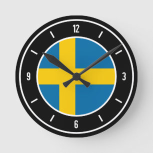 Horloge Ronde Drapeau Suède élégant