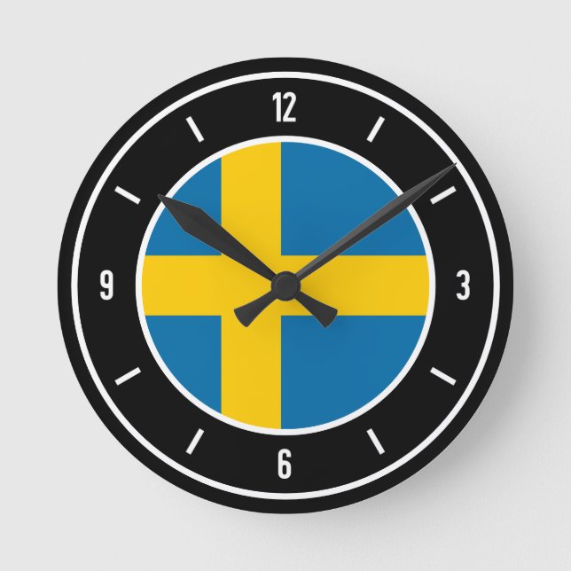 Horloge Ronde Drapeau Suède élégant (Recto)