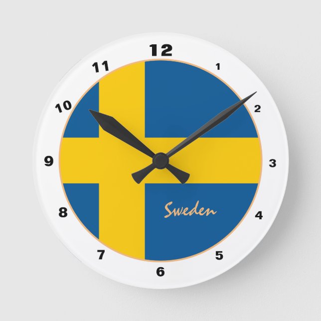 Horloge Ronde Drapeau suédois & Suède tendance Accueil / design (Recto)