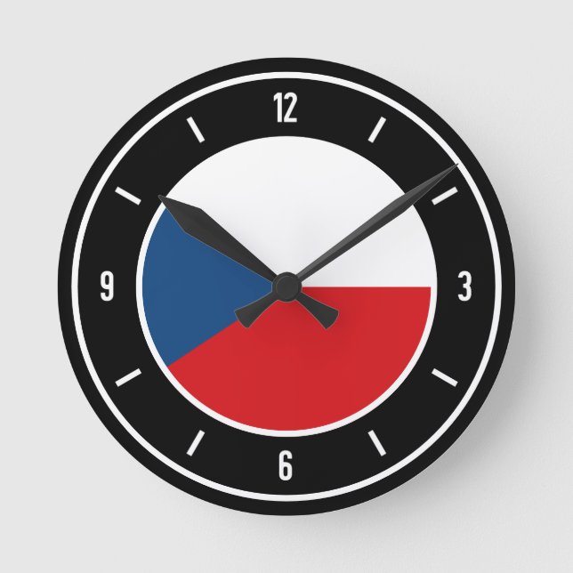 Horloge Ronde Drapeau tchèque élégant (Recto)