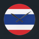 Horloge Ronde Drapeau Thaïlande<br><div class="desc">J'aime l'aspect que ça donne et j'espère que vous le faites aussi ! Merci de vous être arrêté ! N'hésitez pas à customiser ceci pour répondre à vos besoins. Bonne journée !</div>