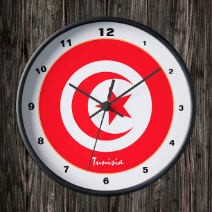 Horloge Ronde Drapeau Tunisie moderne, Tunisie tendance Accueil 